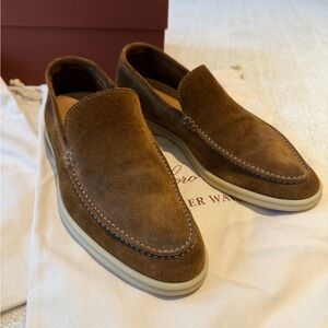 Loro Piana Cognac Brown Men’s Suede Summer Walk Loafers